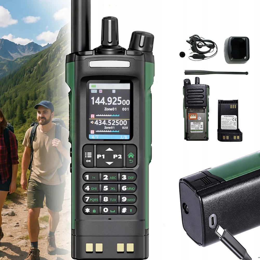 Baofeng UV-32 Htq Dmr Fm Vhf Uhf Airband Gps Usb-c Pasmo Lotnicze 10W