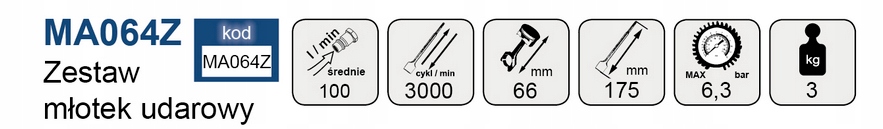 MLOTEK ZBIJAK UDAROWY PNEUMATYCZNY DLUTA ADLER Producent code MA064Z