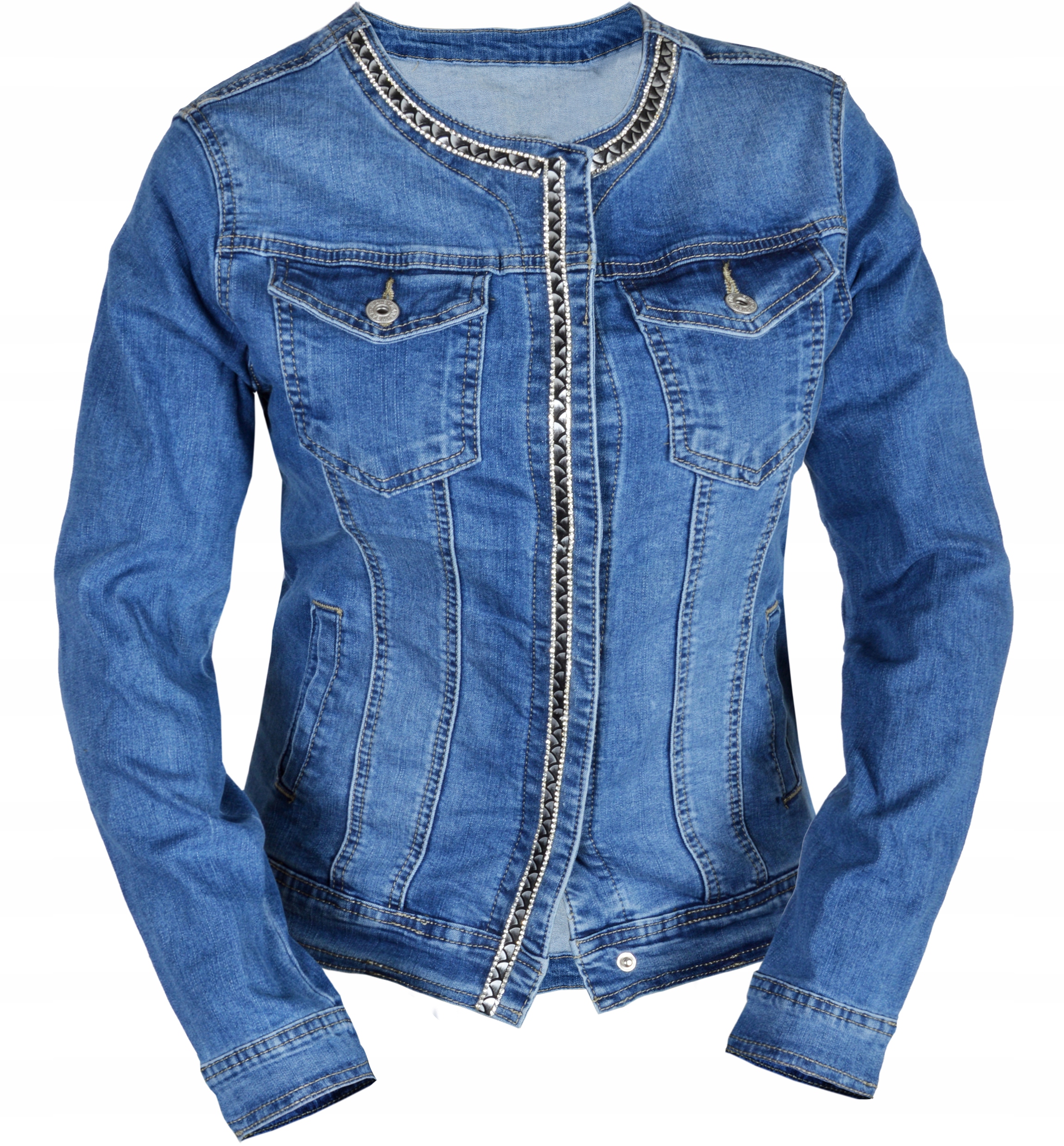 

Katana Jeans Kurtka Chanelka Jeansowa Cyrkonie