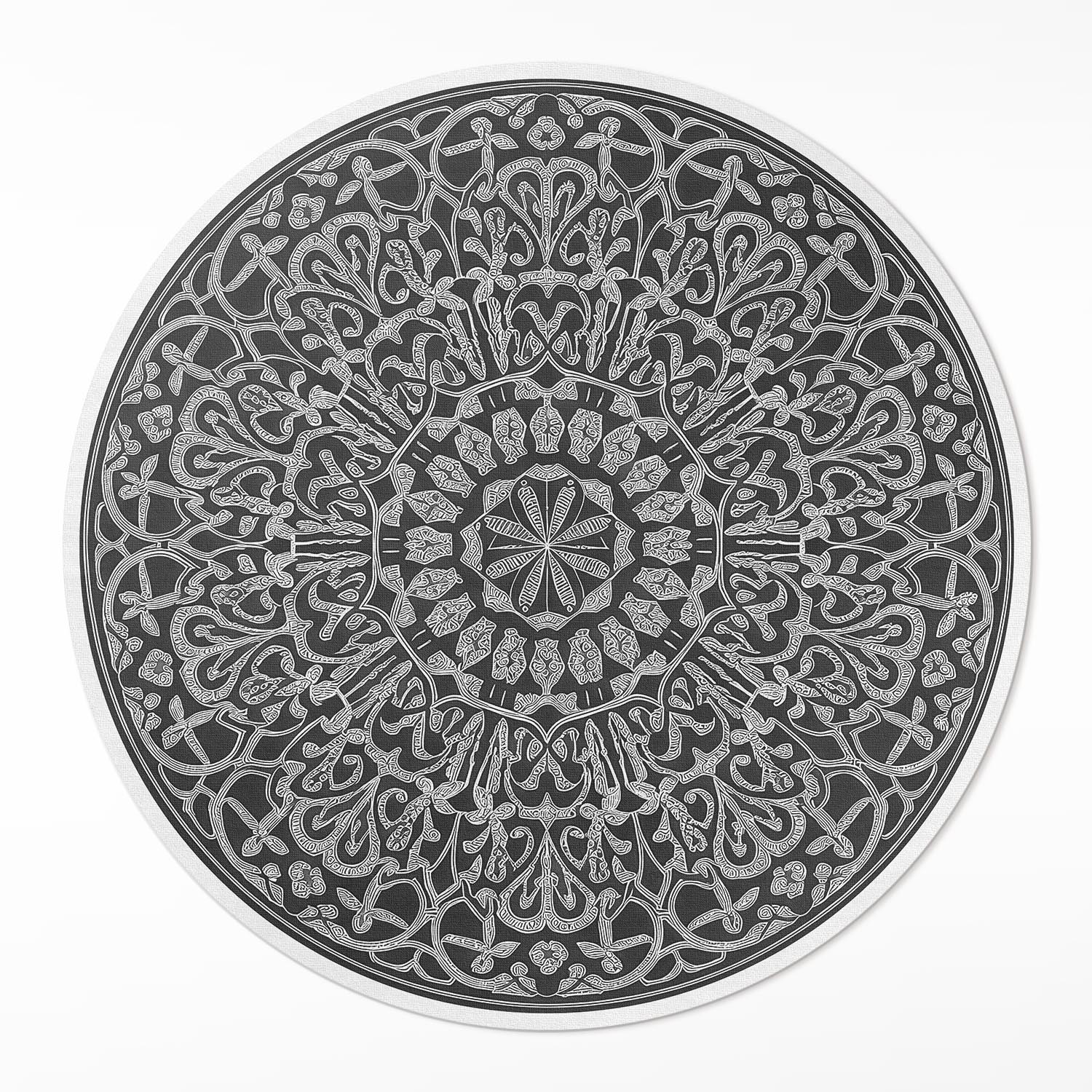 Kulatý vinylový Běhoun Orientální geometrická mandala arabeska ⌀ 110 cm