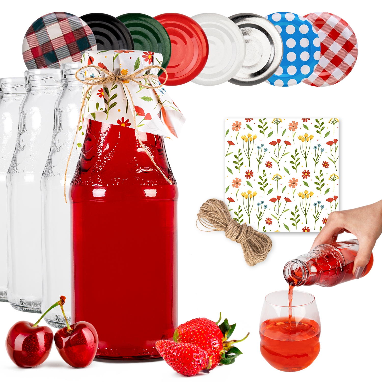 50 x láhev na džus 330 ml se šroubovacími uzávěry Jutový Provázek