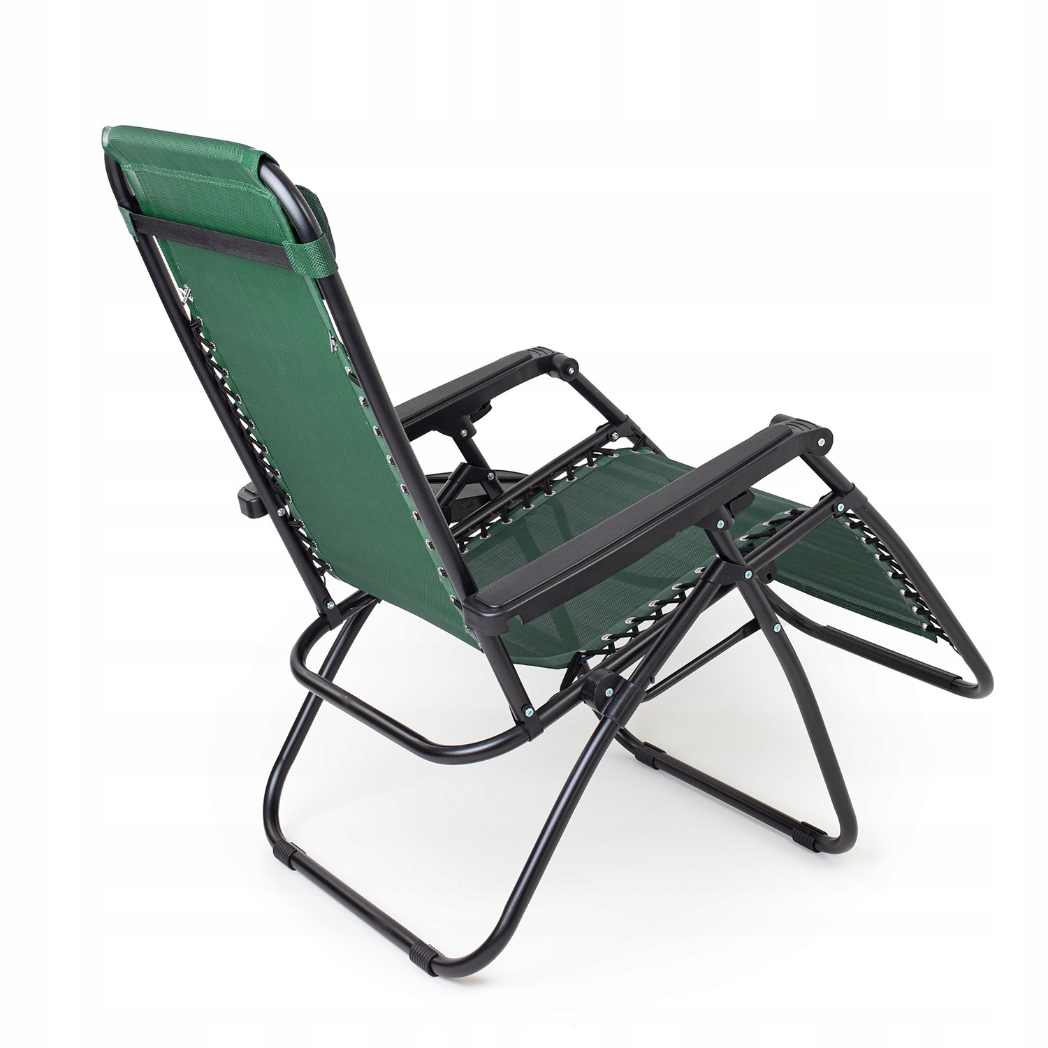 LEŻAK PLAŻOWY FOTEL OGRODOWY KRZESŁO Z ZAGŁÓWKIEM SKŁADANE ZERO GRAVITY Głębokość siedziska 60 cm