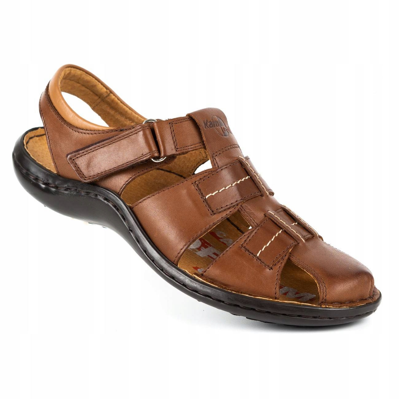 

Sandały męskie skórzane polskie 220KAM brązowe 48