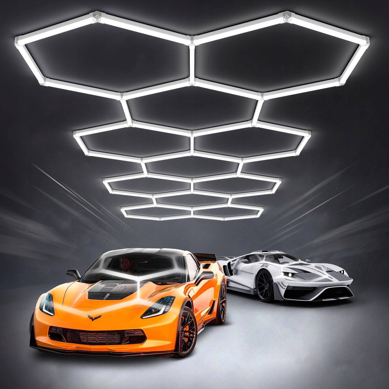 Led lampa Hexagón Panel Osvetlenie Dielňa Garáž Dom 383 x 227 cm 6500K