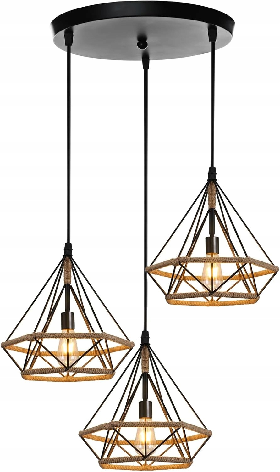 Lampa Petites Ecrevisses diamant černá regulovatelná konopná vintage