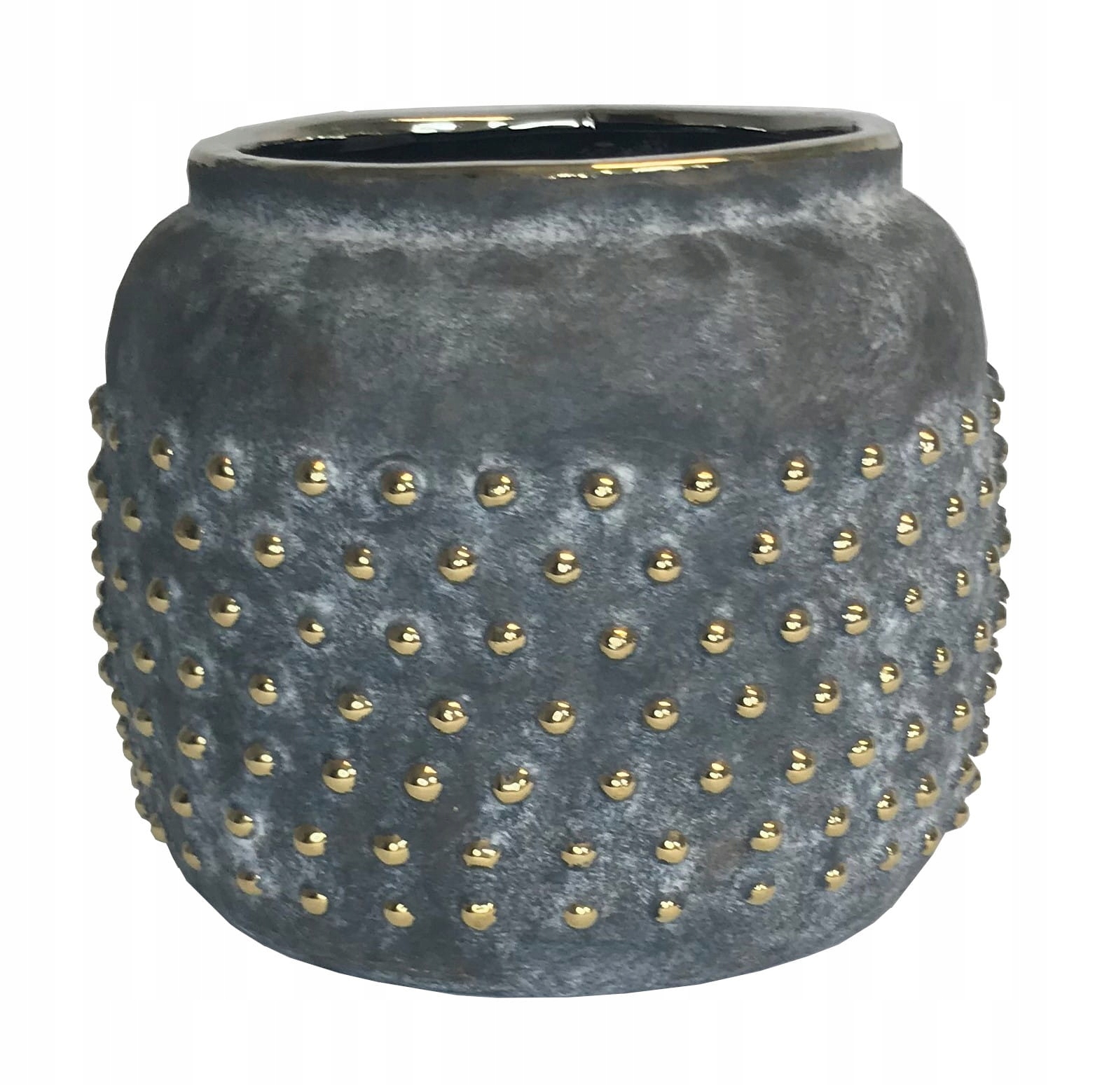 DONICA CERAMICZNA SZARA ZŁOTA 19X20