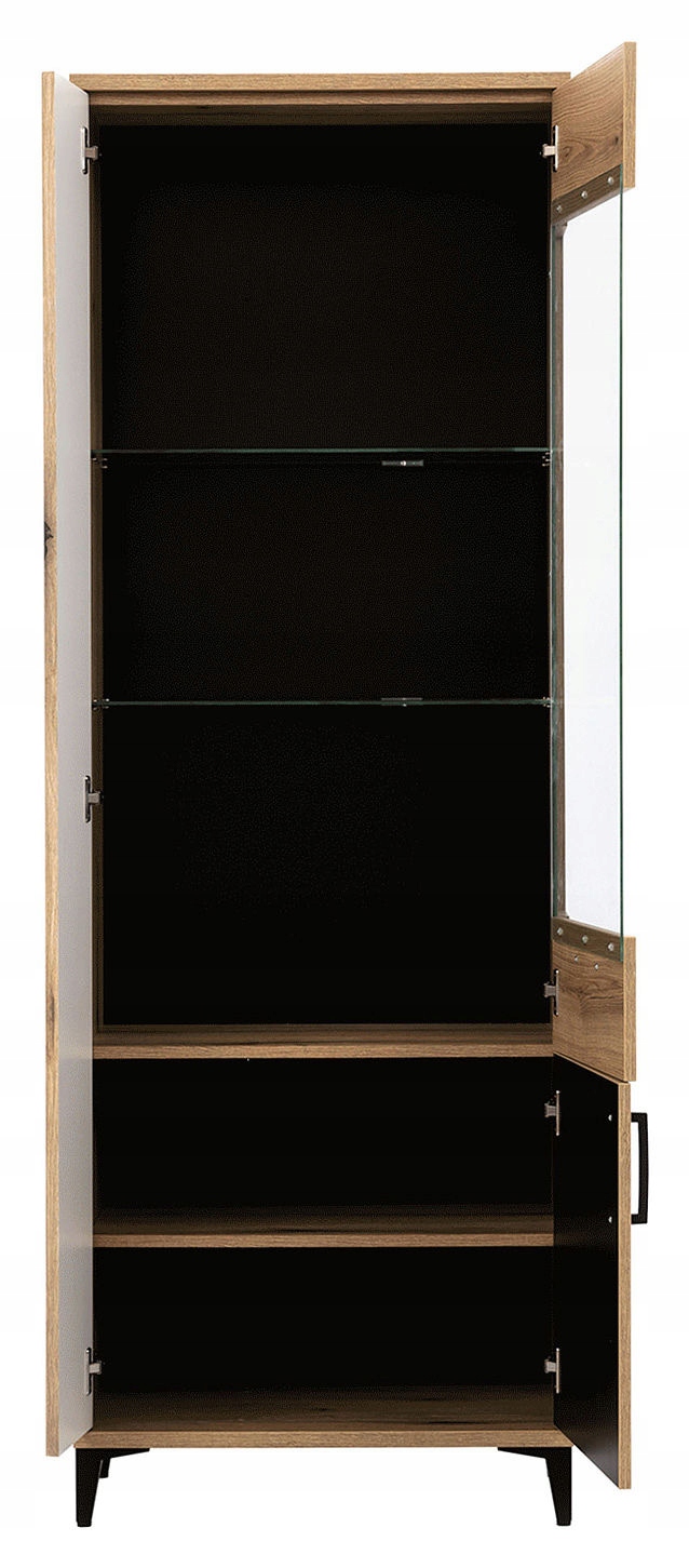 Witryna z lamelami ARIS AS-7/8 prawostronna, dąb evoke, czarne nóżki Marka Liveo Meble