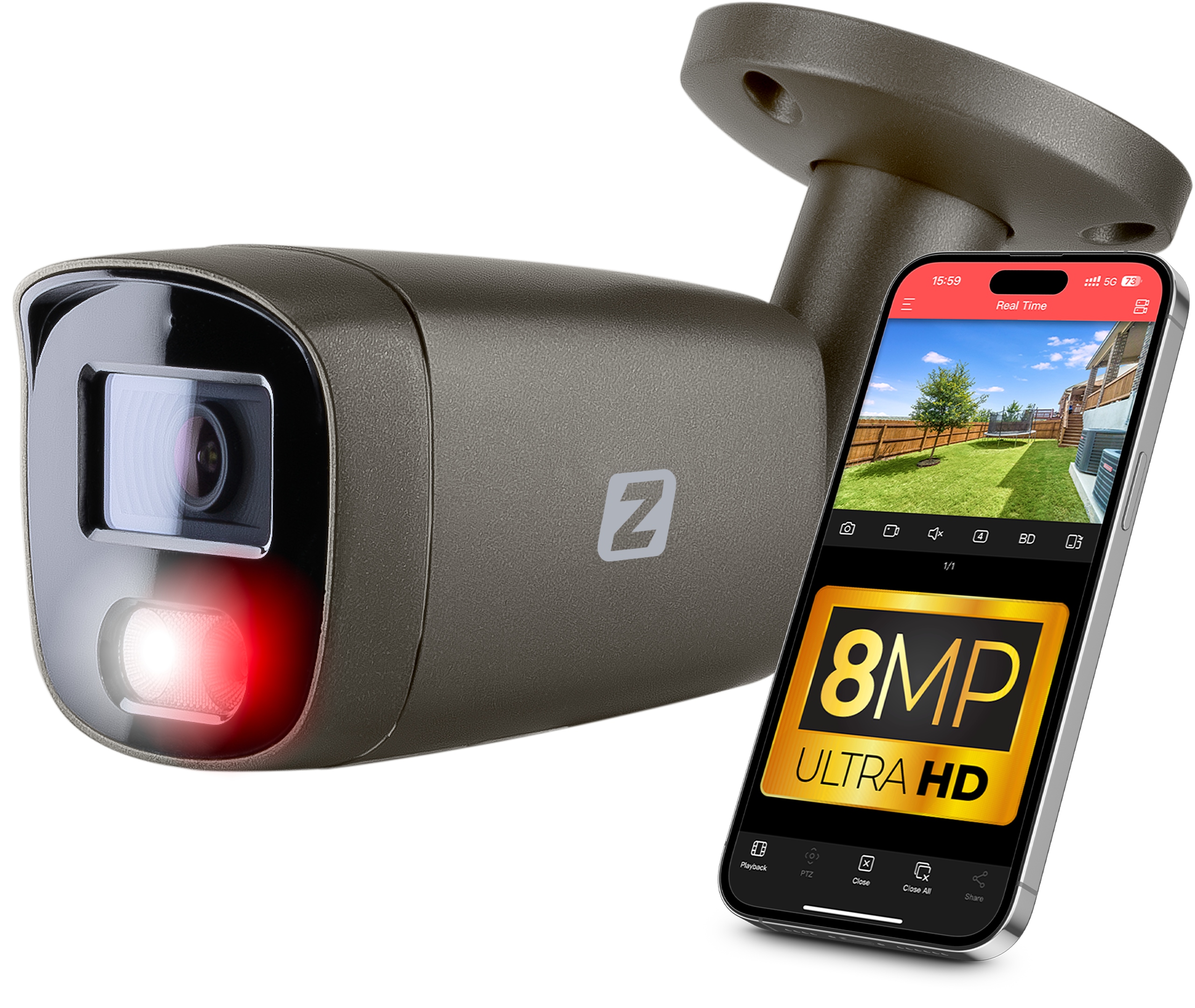 Ip kamera Tubová PoE 8MPx 4K Šedá 30 m Ir Audio IP67 Kovová Dual Light