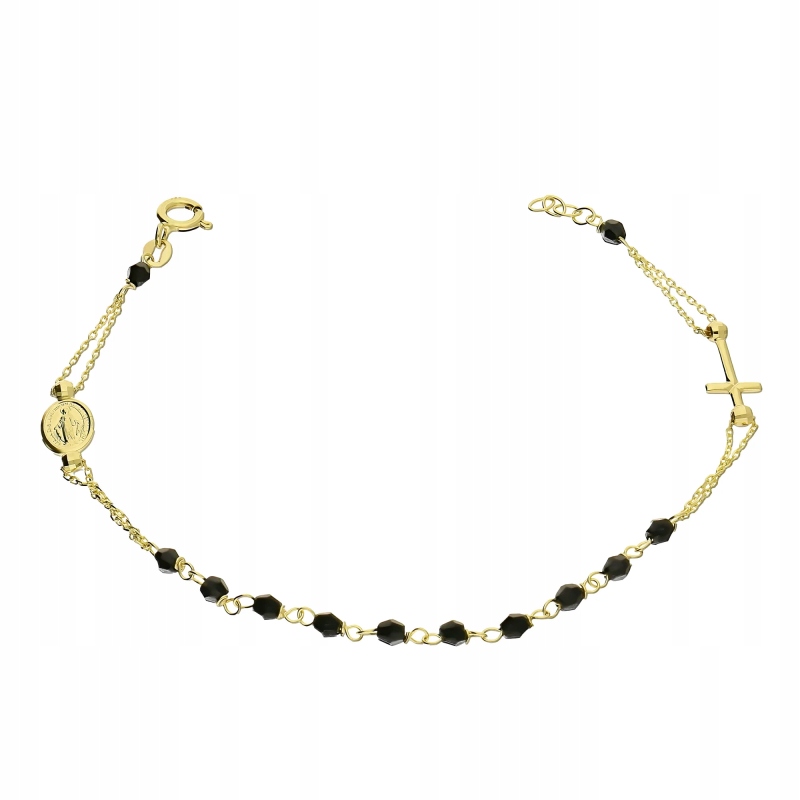 Moderní zlatý náramek 585 růženec s korálky onyx 1.90 g jako dárek