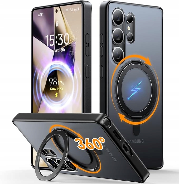 Pouzdro Pro Samsung S25 Ultra Magsafe Odolné Proti Nárazům, Štíhlé, Matné, Černé