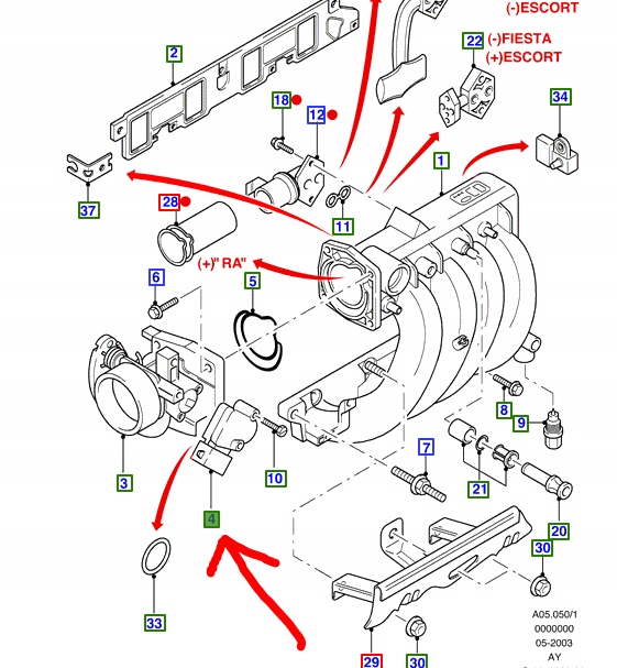 Sensor PRZEPUSTNICY FORD FIESTA 95BF-9B989-JB
