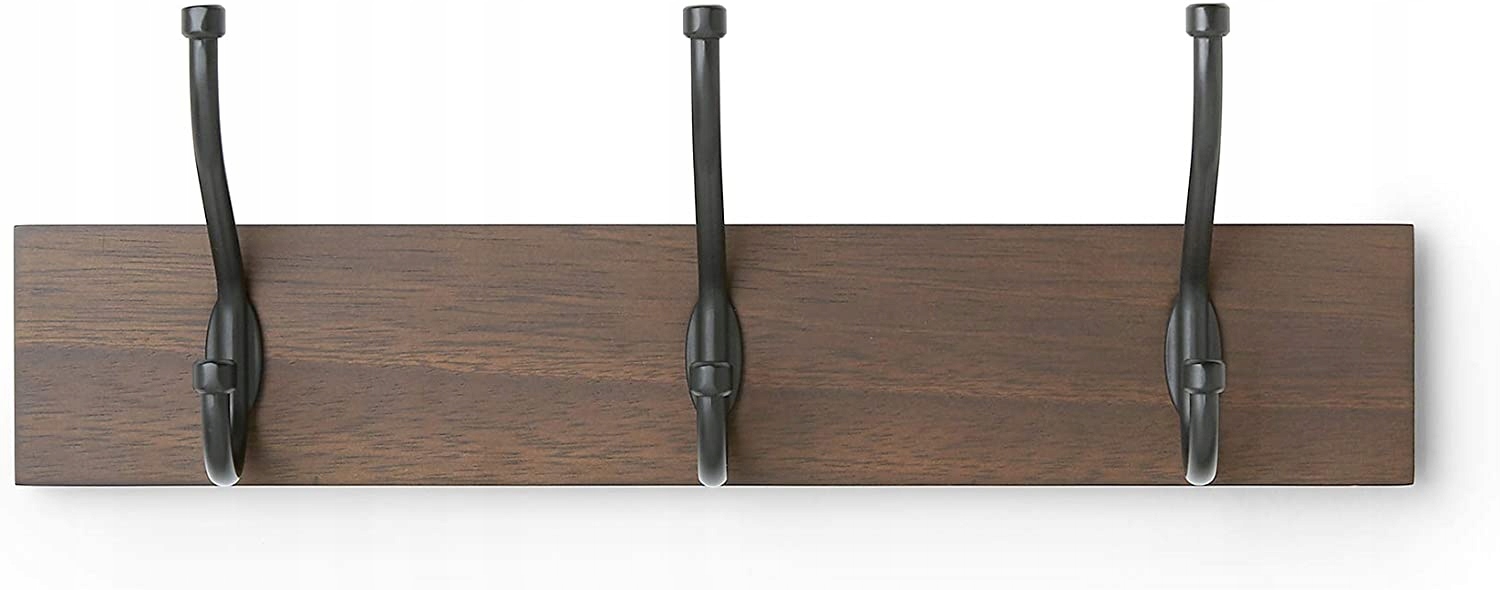 AMAZON BASICS WIESZAK DREWNIANY Z 3 HACZYKAMI 34 cm STYLOWY DO DOMU Marka Amazon