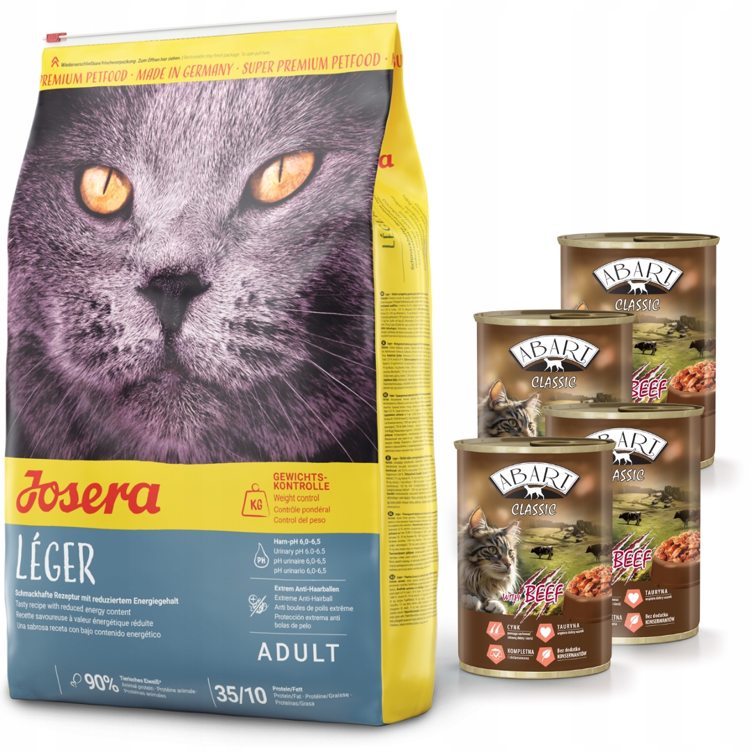 Levně Josera Leger 10 kg 4x Abart konzerva pro kočky s hovězím masem 415 g