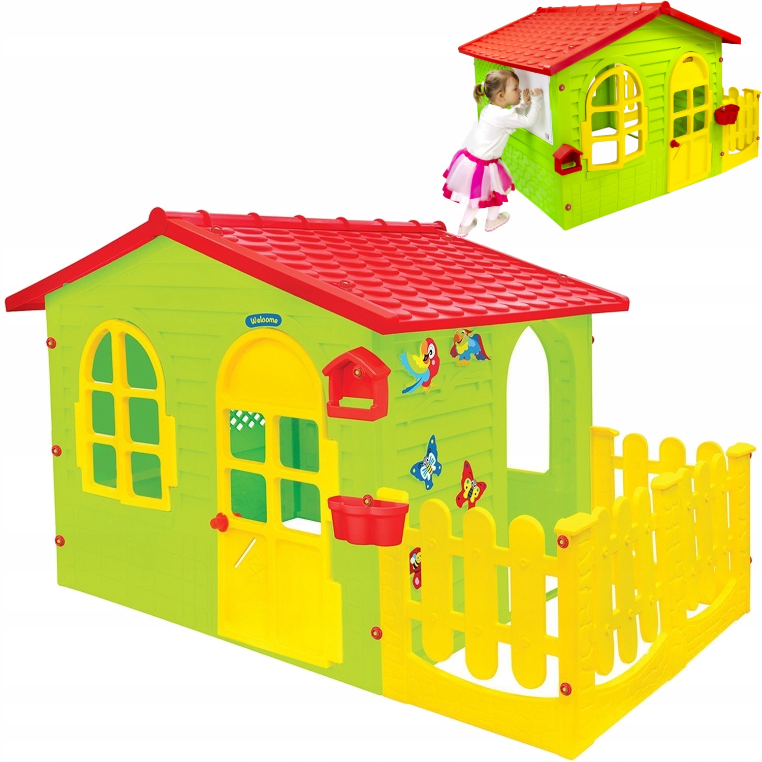 Domek Ogrodowy dla dzieci Z Płotkiem I Tablicą Duży XXL Mochtoys polski