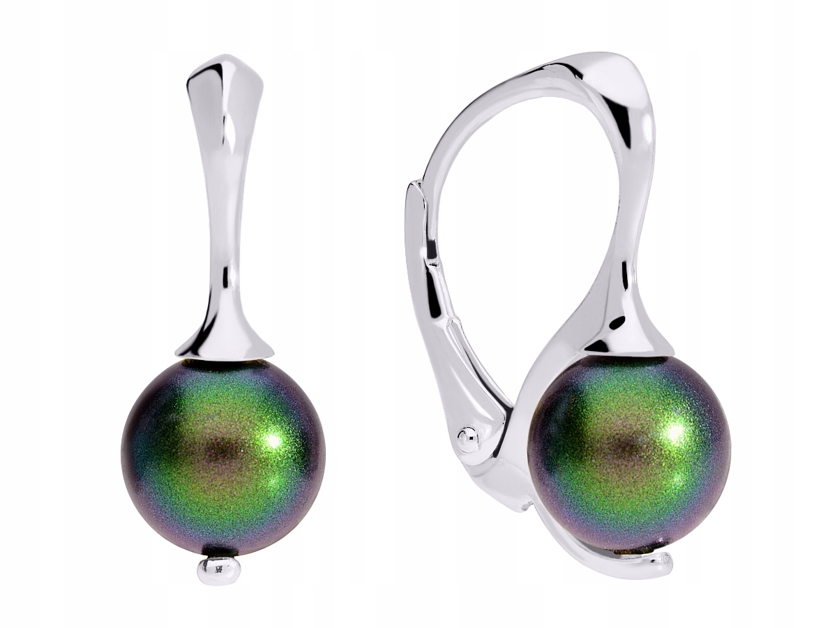 

Srebrne kolczyki zielona fioletowa perła Swarovski