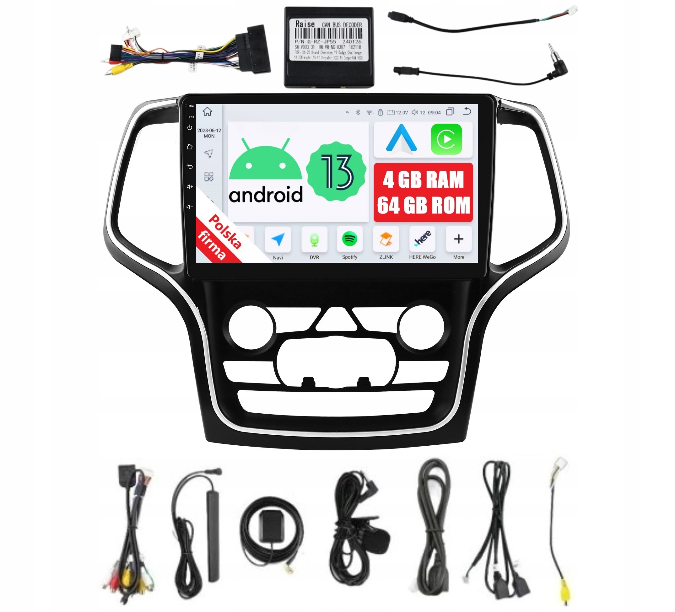 Rádio Navigácia Android Jeep Grand Cherokee WK2 4/64 Gb Dsp Carplay Lte