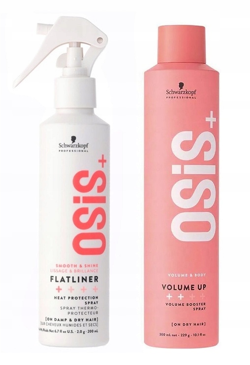 Zestaw Schwarzkopf Osis+: Spray Flatliner 200ML, Spray Volume Up 300ML