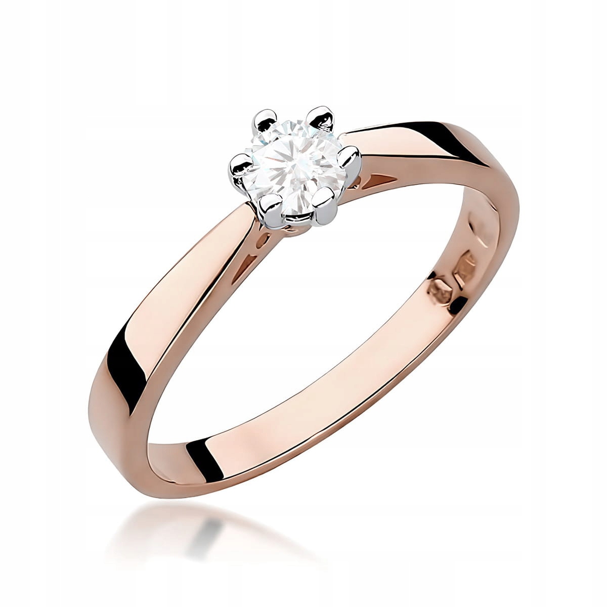 Prstýnek z růžového zlata 585 diamantem lab 0,20 ct klasický zásnubní