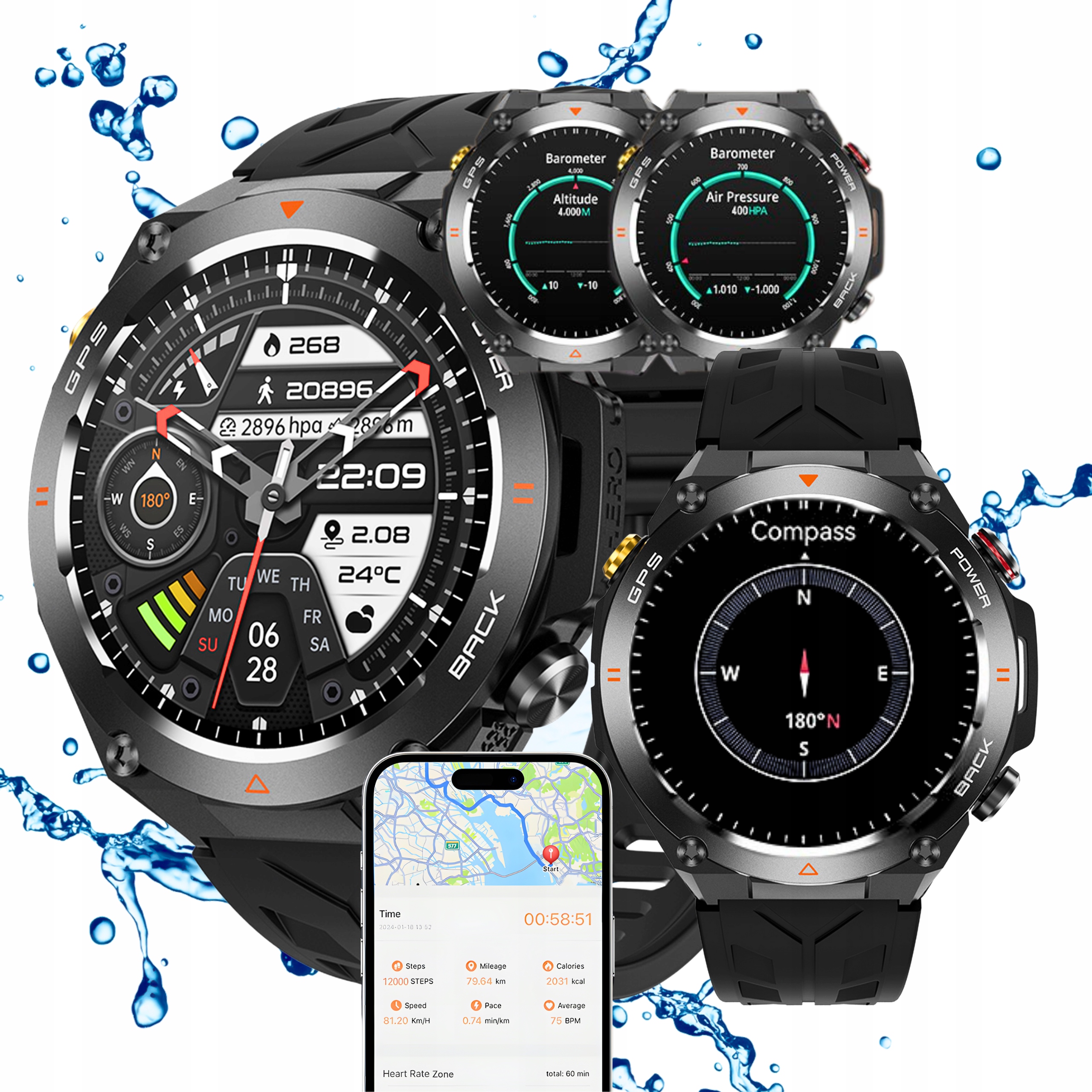 Smartwatch Męski Gps Polskie Menu Wodoodporny Sport Rozmowy Smart Watch Pl