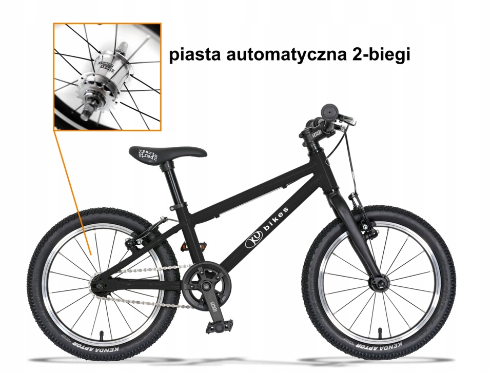 Lekki rower KUbikes 16L Auto 2 biegi Czarny