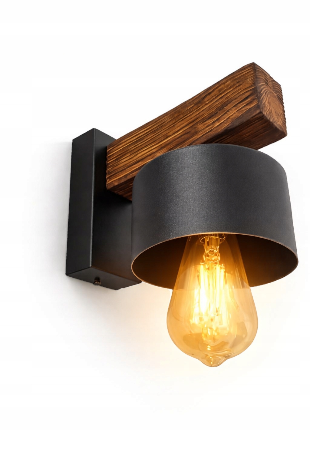 Lampa Kinkiet 1xE27 Loft černá Dřevo