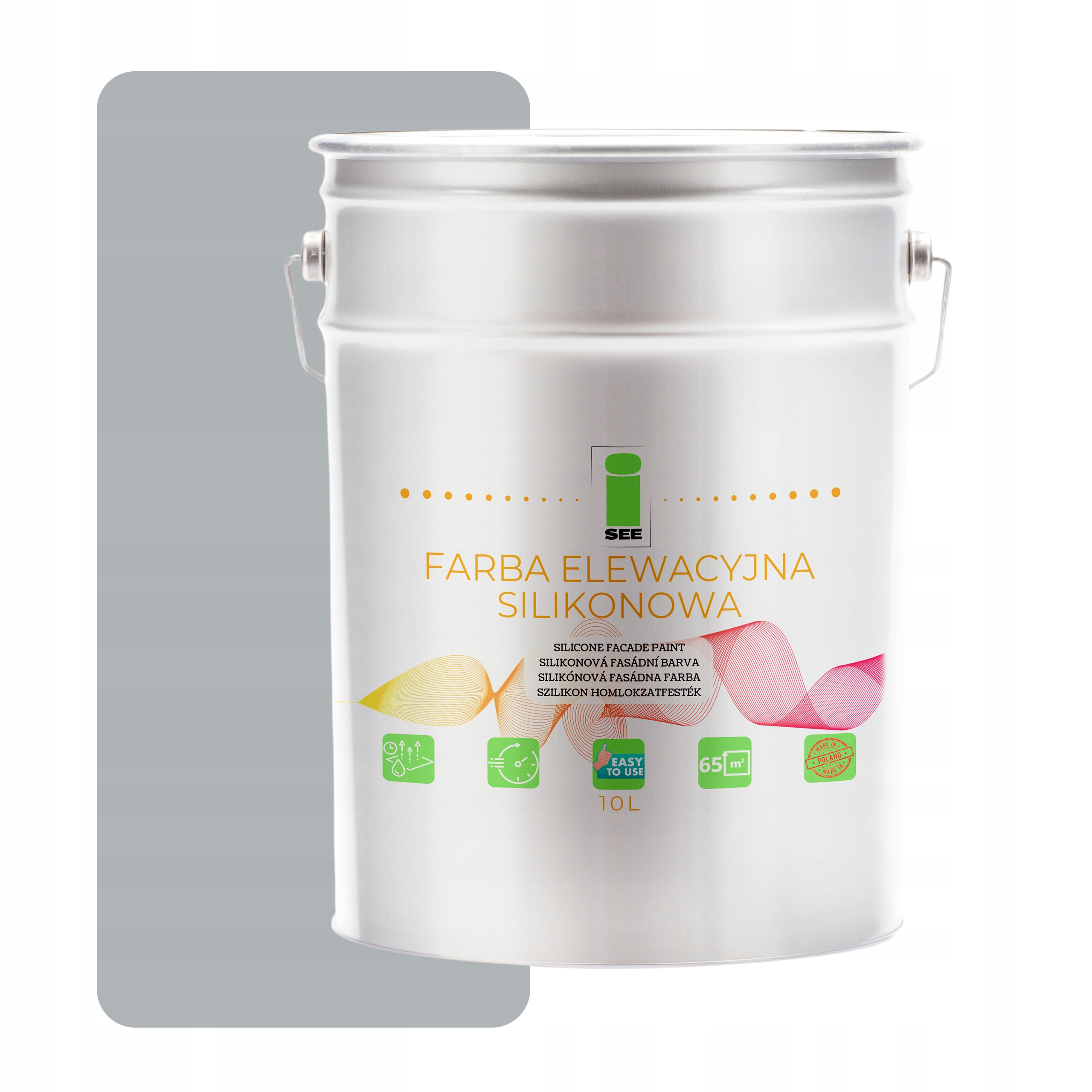 Farba Elewacyjna Silikonowa Fasadowa Szara Jasna 10L Paroprzepuszczalna