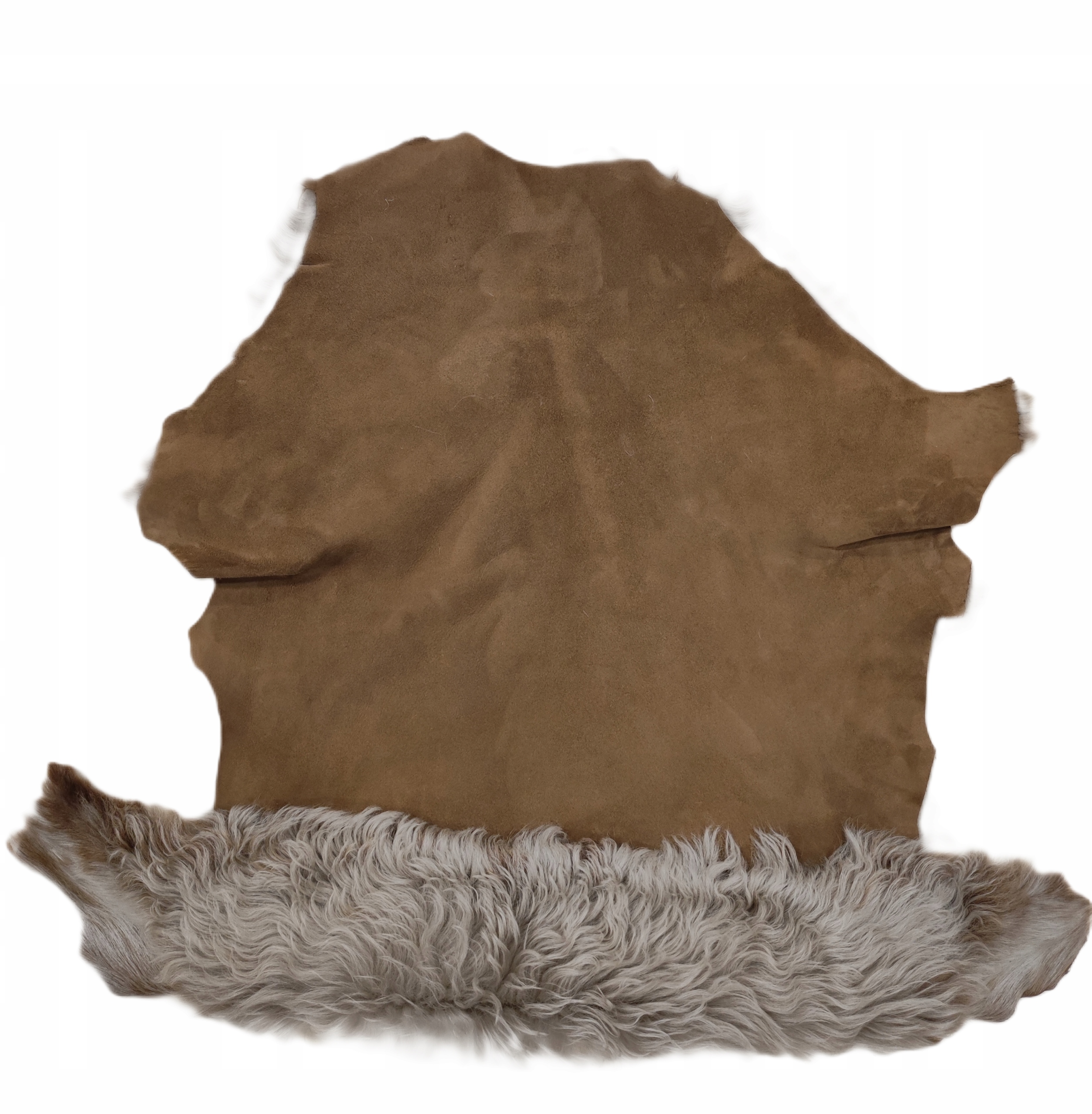 Přírodní kožichová velurová kůže béžovo-hnědá s dlouhým vlasem (tigrado)
