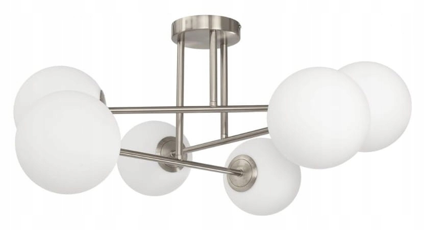 Lampa sufitowa silver Milano Tower 6 klosze mleczne kule