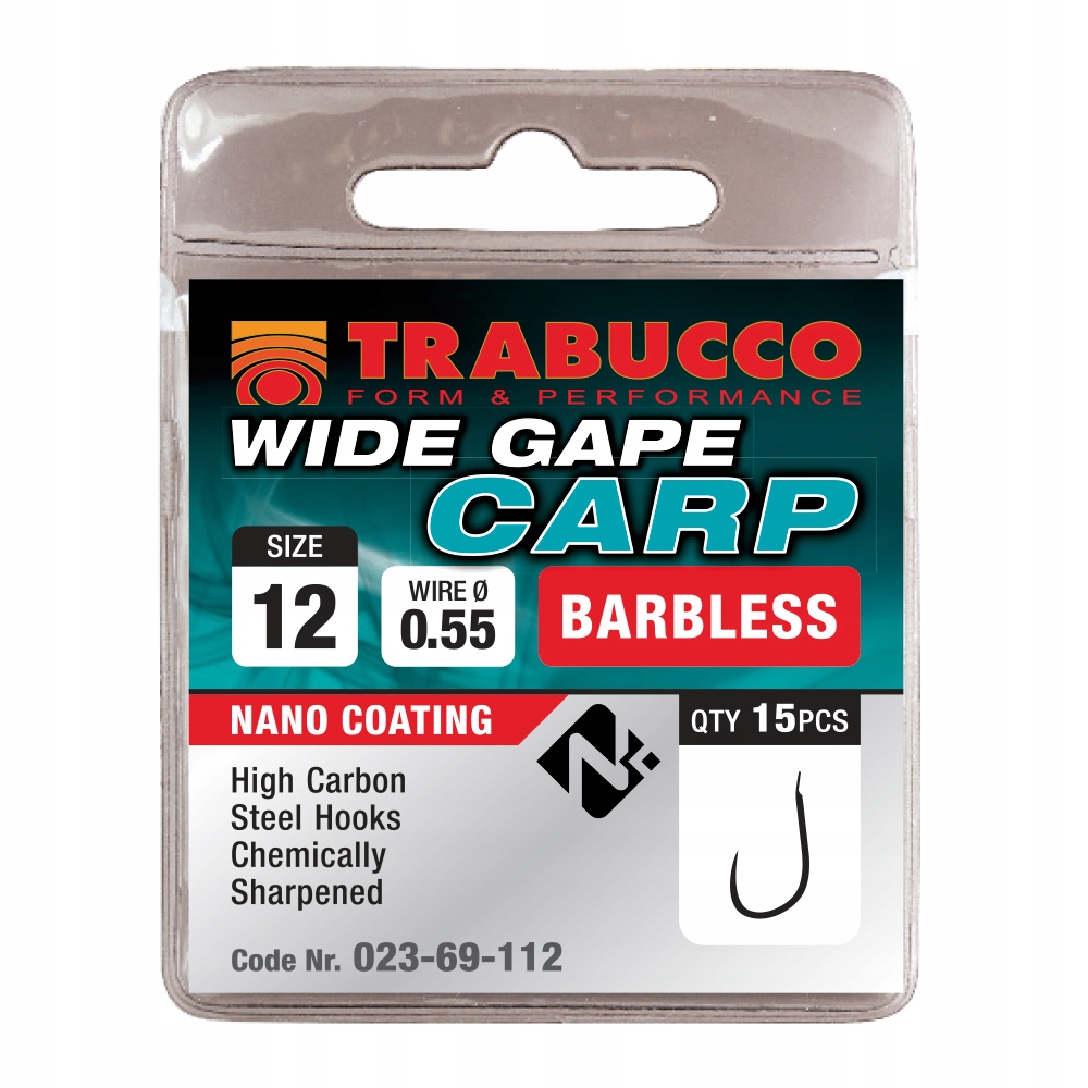 Haczyki Trabucco Wide Gape Carp Bezzadziorowe No14