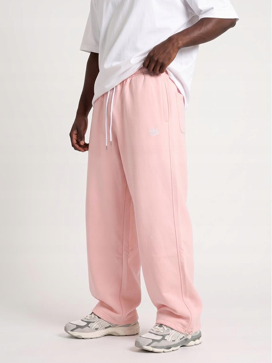 Široké pánské teplákové kalhoty Baggy Růžové Jigga Wear Logo Drawcord L