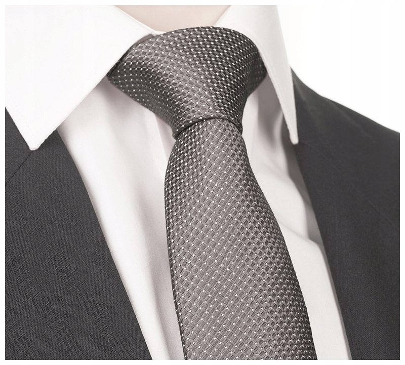 

Jedwab 100% Żakardowy Krawat Jedwabny Szary kj52