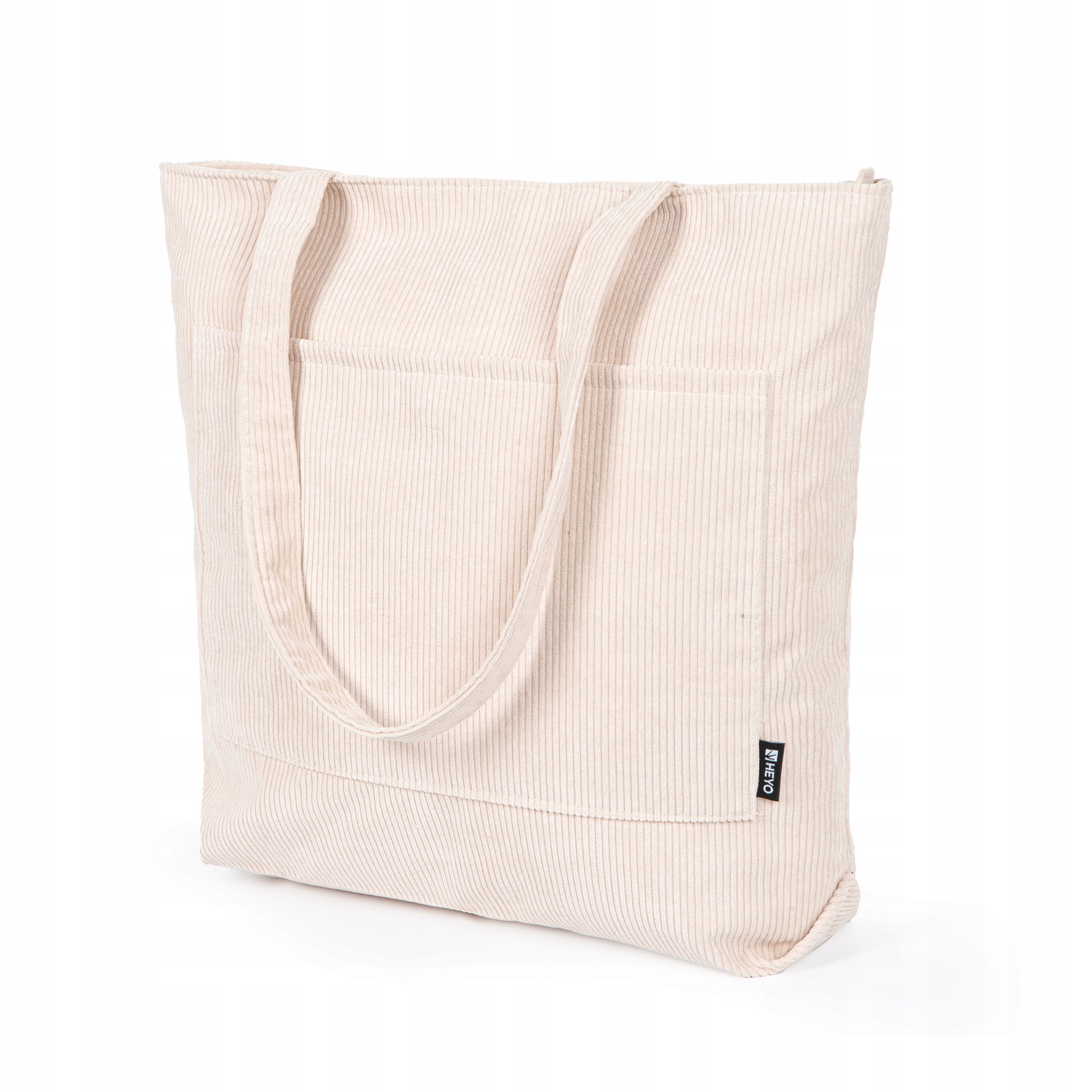 TORBA SHOPPERKA HEYO MIEJSKA SHOPPER NA PLAŻĘ ZAPINANA NA ZAMEK SZTRUKSOWA Wielkość duża (mieszcząca A4)