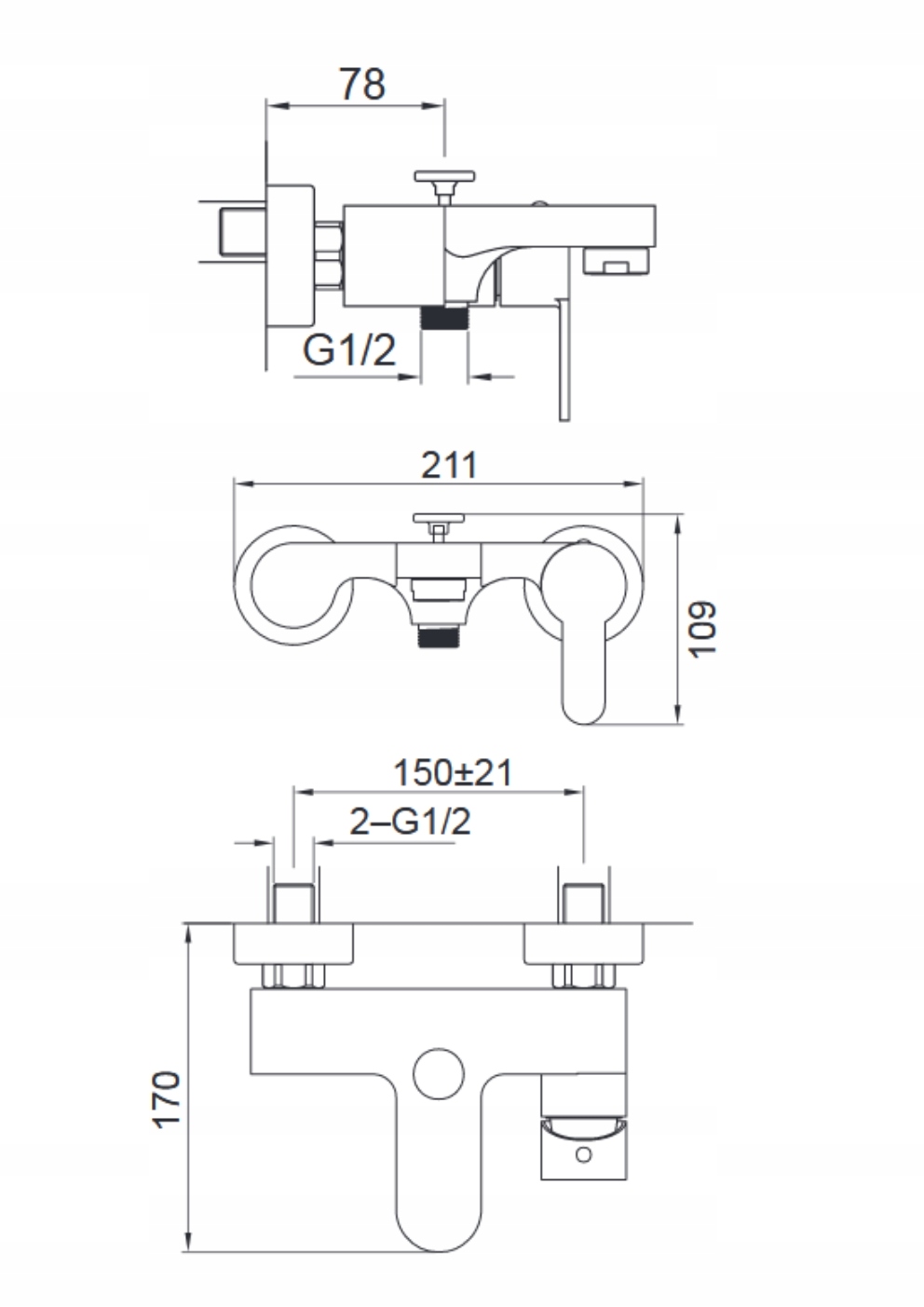 BATERIA WANNOWA ŚCIENNA CHROM KOMPLET BLUE WATER EAN (GTIN) 5901730611564