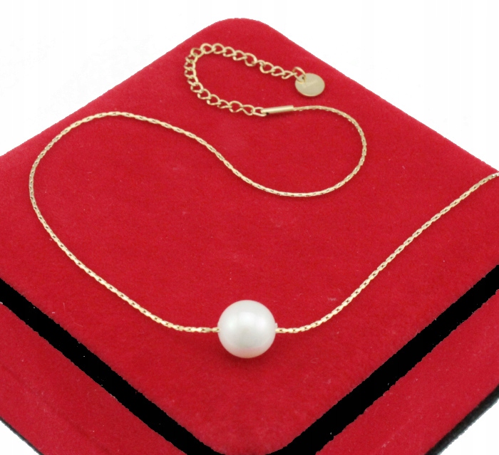 NASZYJNIK ZŁOTY DAMSKI STAL CHIRURGICZNA PERŁA PEREŁKA