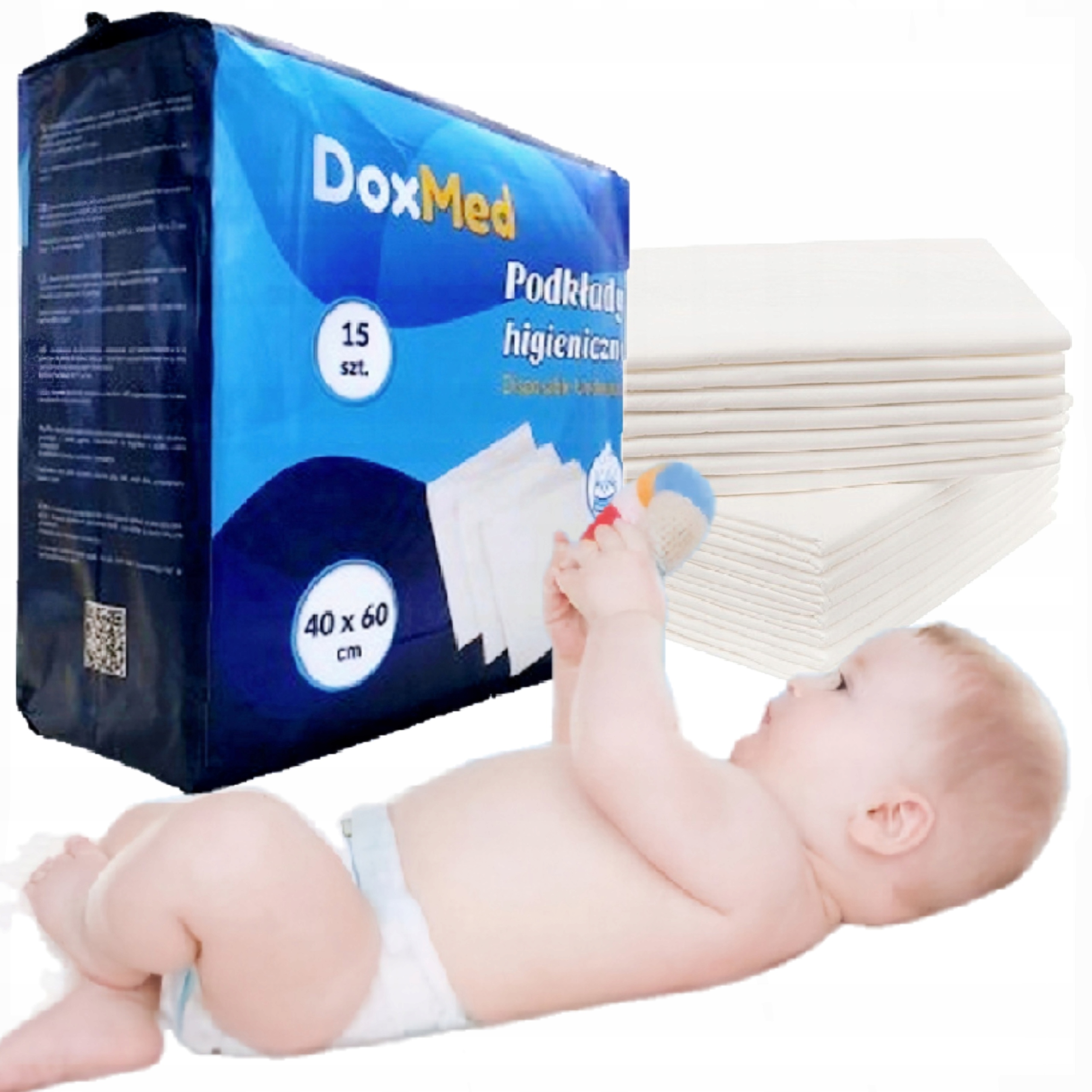 Podkłady Higieniczne do Przewijania BIGPACK 15 szt CHŁONNE 40x60 PRZYLEPCE