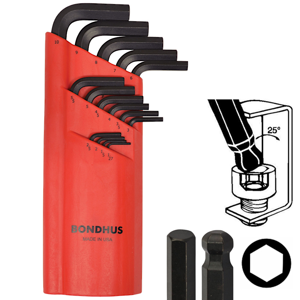 Bondhus 10995 Zestaw 15 imbusów kluczy długich kulka 1,27 10mm metryczne