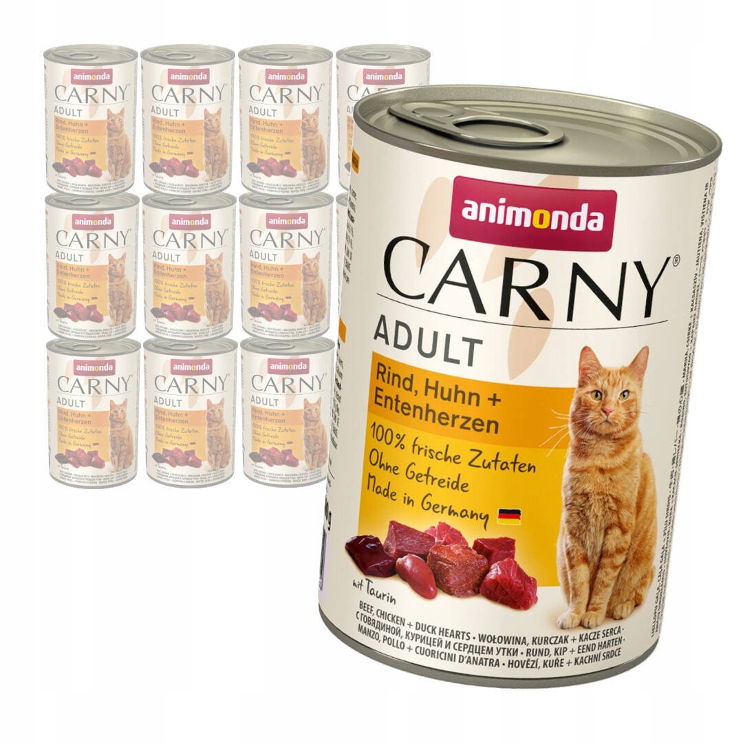 Levně Animonda Carny Adult 12x400g Krmivo Pro Kočky Hovězí kuře Kachní srdce