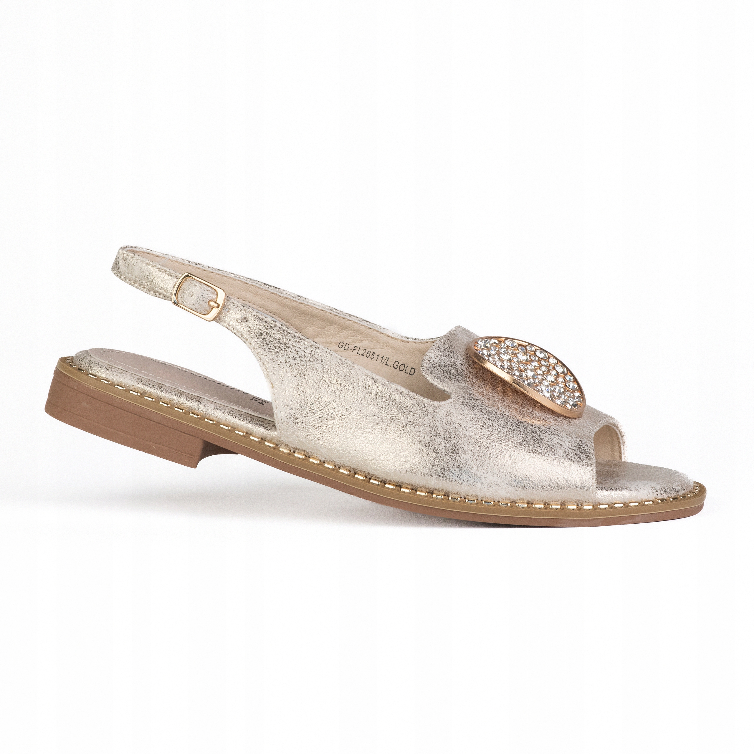 Dámské sandály Goodin GD-Fl-26511, zirkony kůže, lehké, pohodlné, zlaté 37