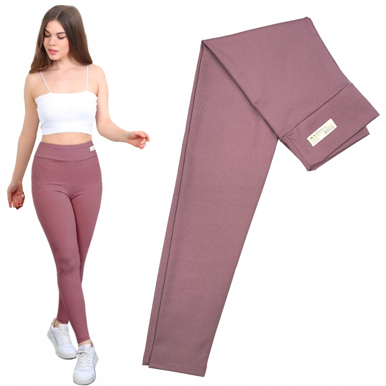 

Klasyczne Legginsy getry Prążki fiolet 152 CK102