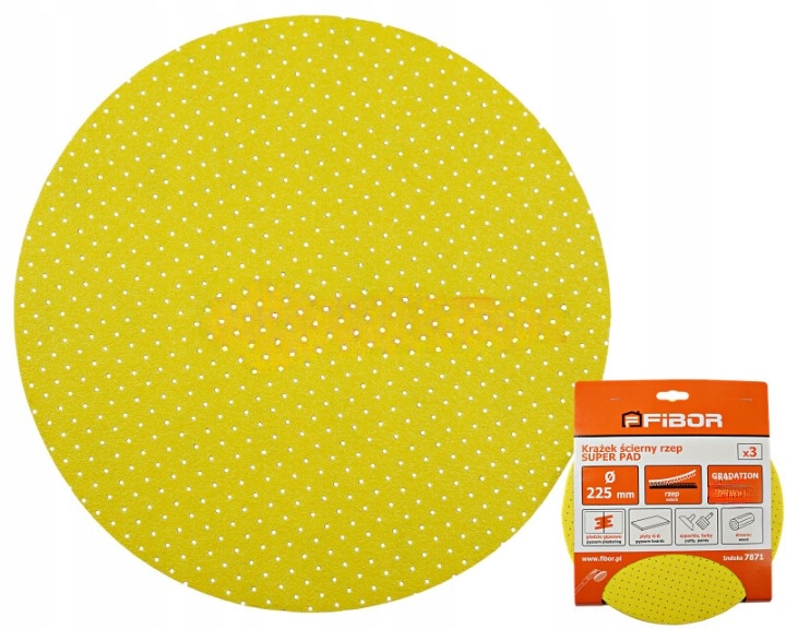 Krążek Ścierny Rzep Papier Do Żyrafy Szlifierki Gładzi Gipsu 225mm P180