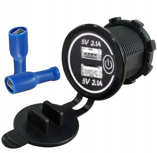 USB 5V 4,2A GNIAZDO ŁADOWARKA SAMOCHÓD DOTYK 12V BIAŁY