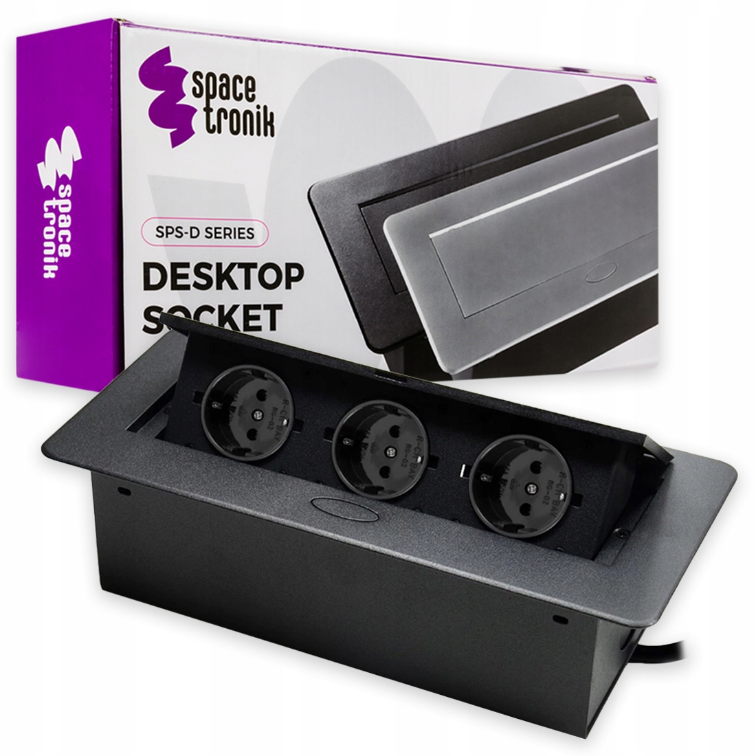 Zásuvka na desku Schovaná v kuchyňské desce Trojitá zapuštěná 3x 250V Kancelář