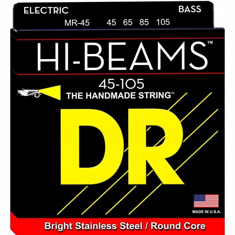 DR Hi-Beams (45-105) Struny Do Gitary Basowej + KOSTKA
