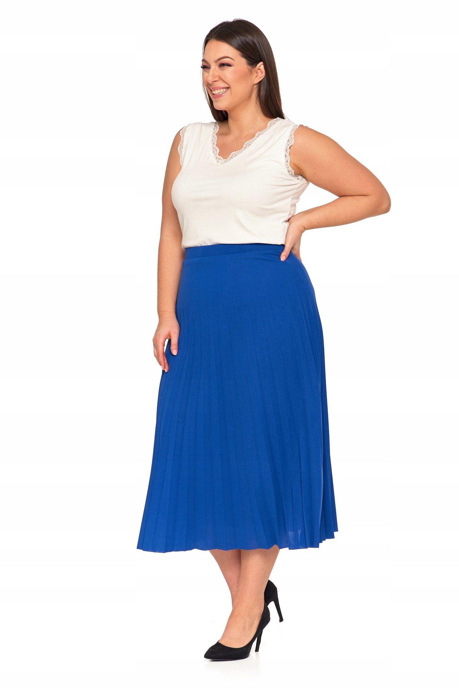 SPÓDNICA DAMSKA MAXI PLISOWANA ELEGANCKA NA GUMCE WIOSNA LATO MORAJ XXL Marka Moraj