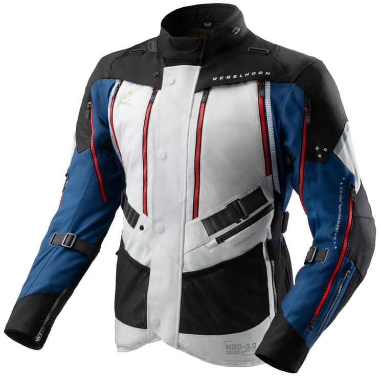 Rebelhorn Hardy 3.0 Modro-sivá Červená Textilná Moto Bunda Modrá