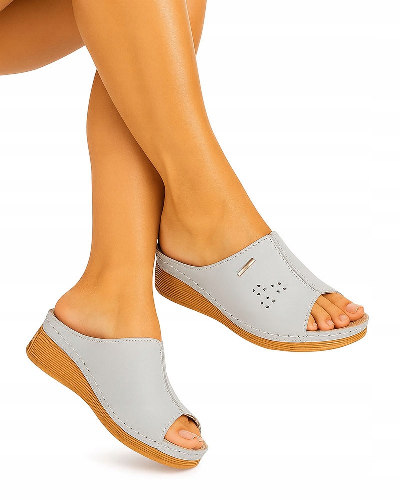 Klapki Damskie Buty Profilowane Skórzane P4