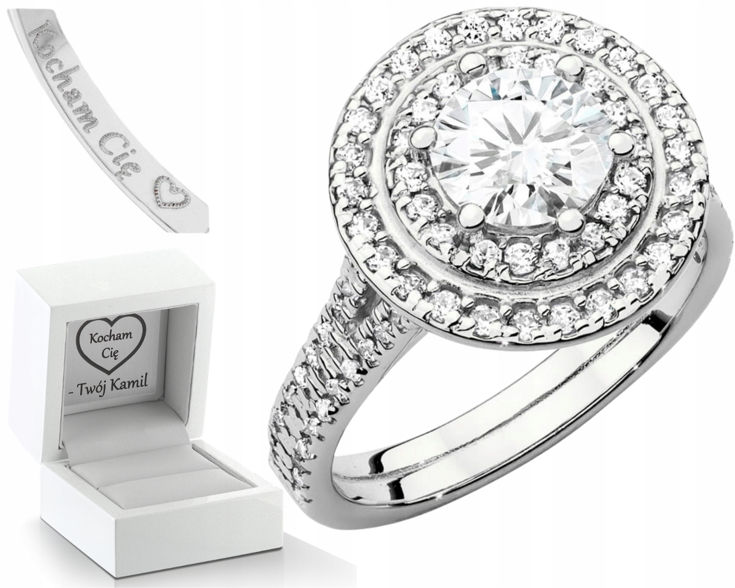 Bílé Zlato Laboratorní Diamanty 1,63 Ct Prstýnek 585