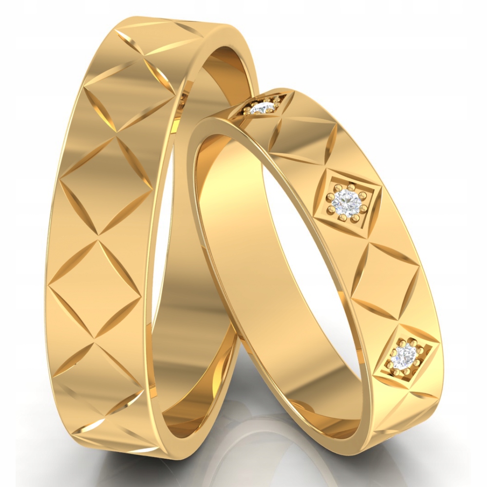 EKSKLUZYWNE OBRĄCZKI ŚLUBNE KWADRATY Z CYRKONIAMI