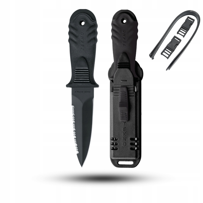 Nůž potápěčský Mac Coltellerie Tekno Daga 2 černý TKN10-2.N Pouzdro popruhy