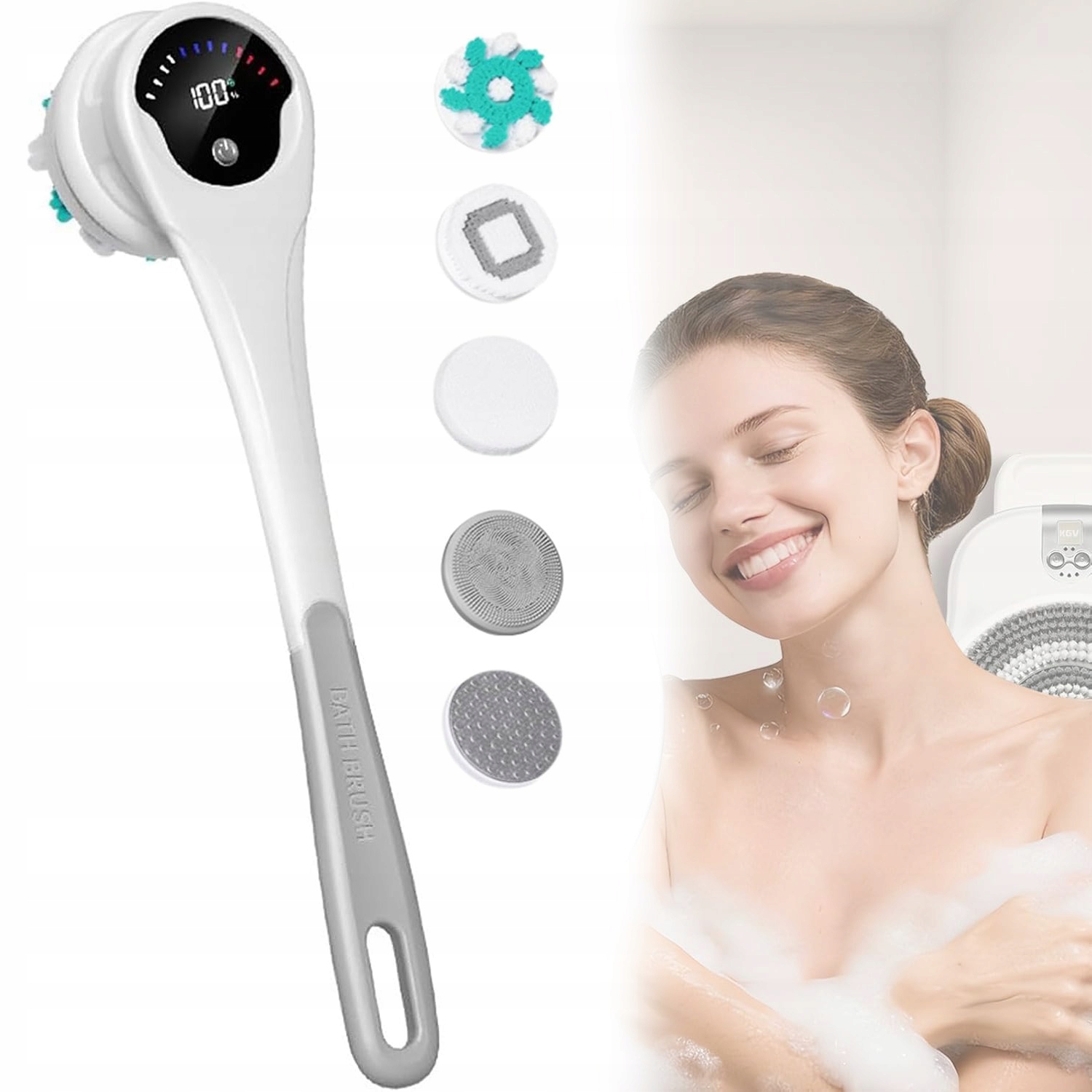Elektrický kartáč na tělo, Peeling těla, Voděodolný, Autorotace